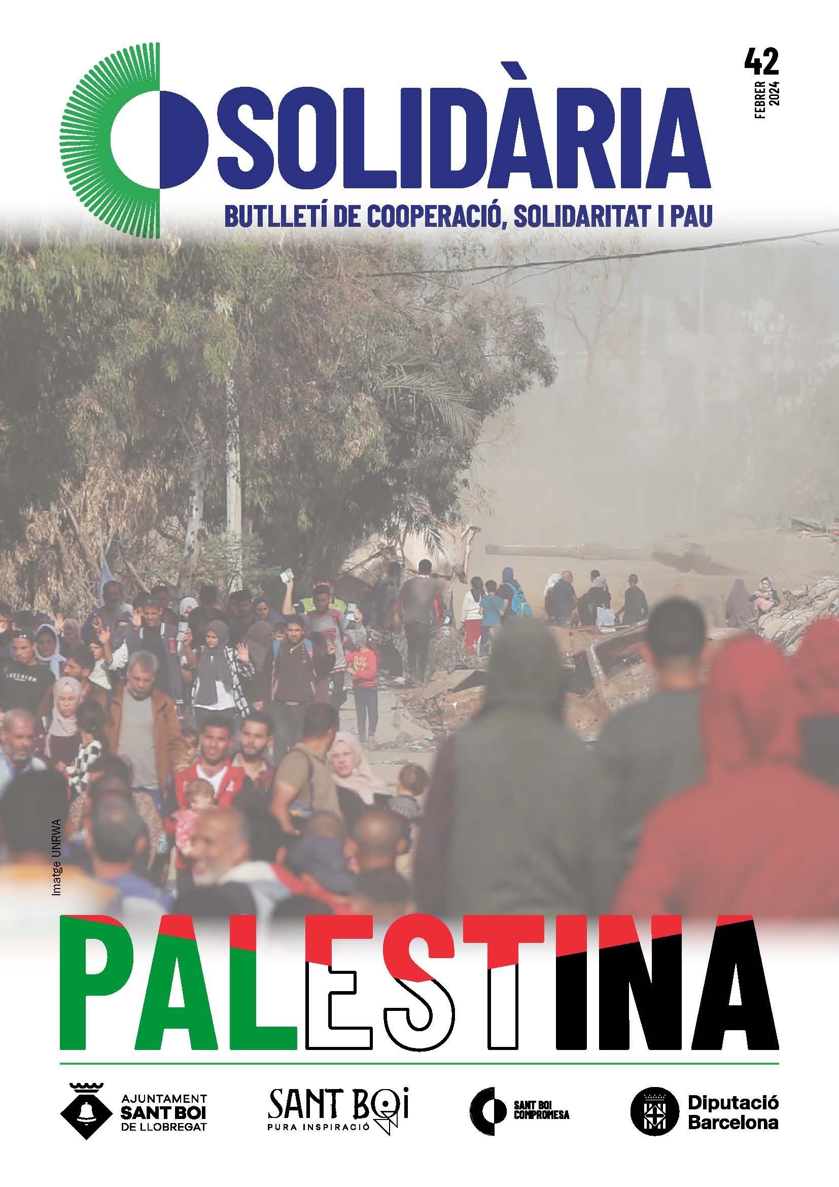 Portada de la revista municipal 'Solidària' de febrer del 2024, dedicada a Palestina