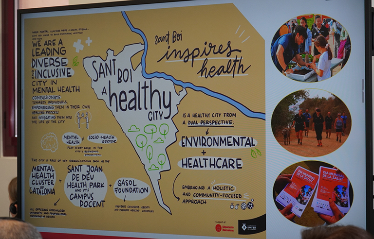 Pòster amb la llegenda 'Sant Boi, Healthy City'