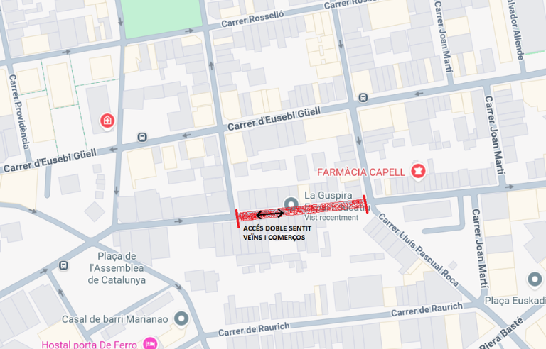 Mapa de l'afectació carrer Francesc Pi i Maragall