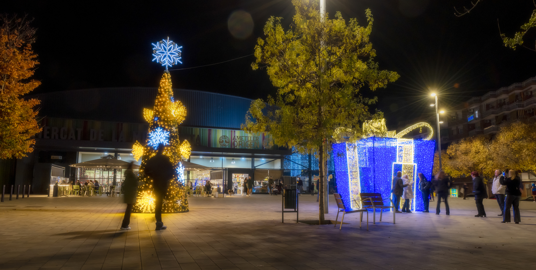 Ambient nadalenc de nit a la plaça de la República