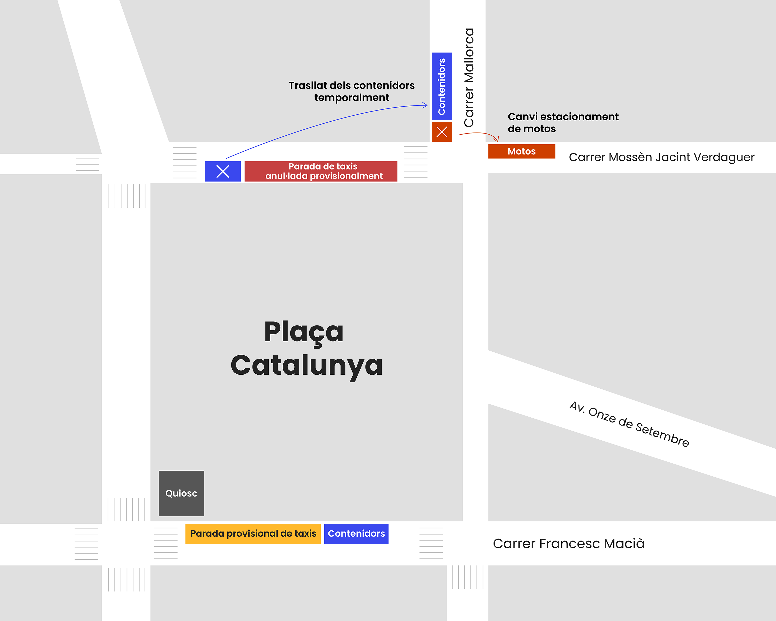 Mapa afectacions plaça catalunya