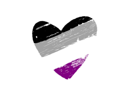 Cor amb els colors de la bandera asexual (negre, gris, blanc i morat)