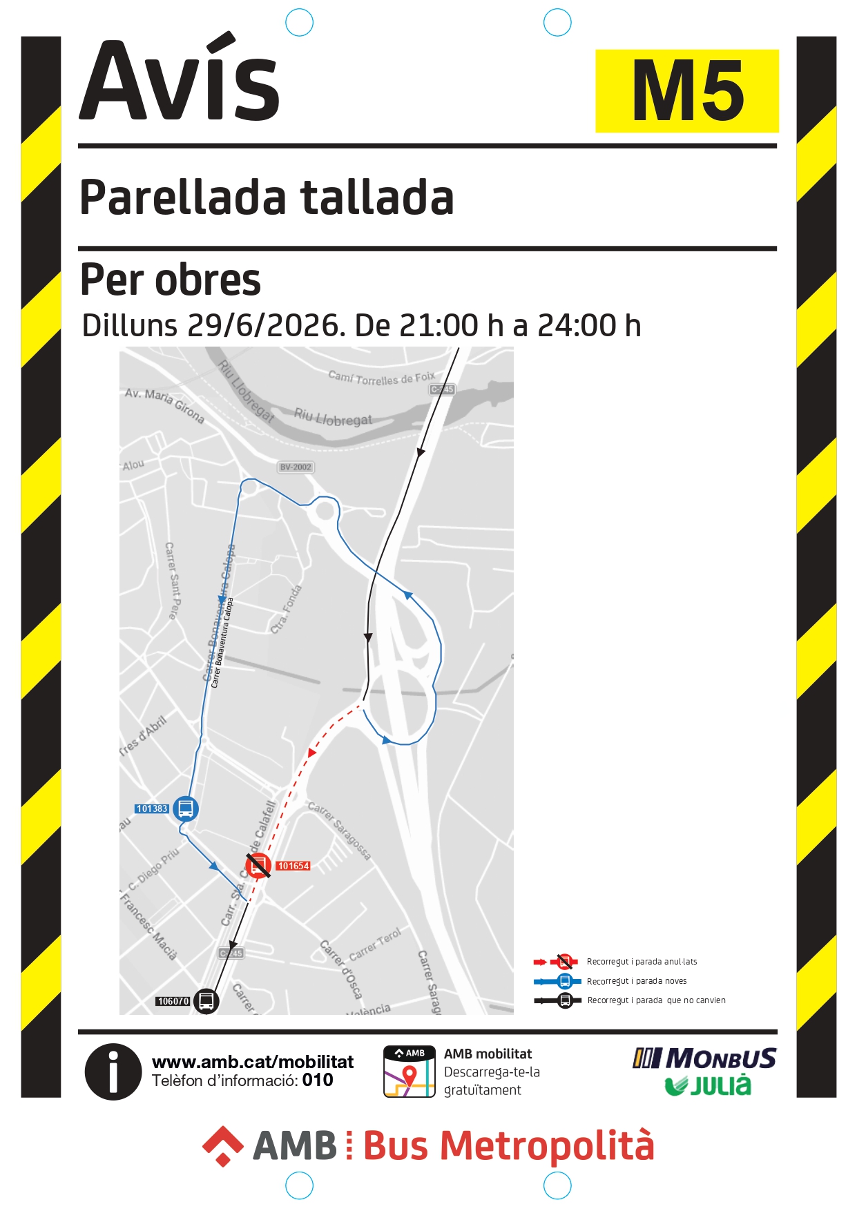 Afectació bus M5