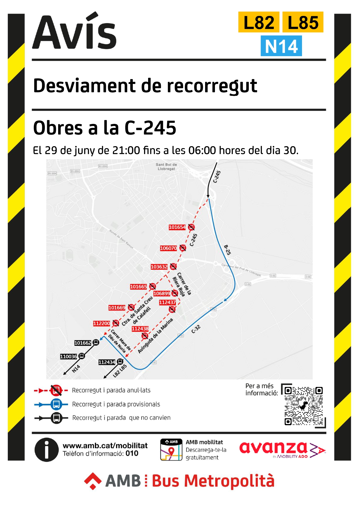 Afecació bus L82, L85 i N14