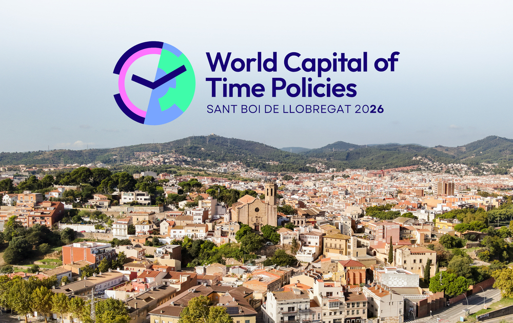 Vista aèria de la ciutat amb el logo de la Capitalitat al centre